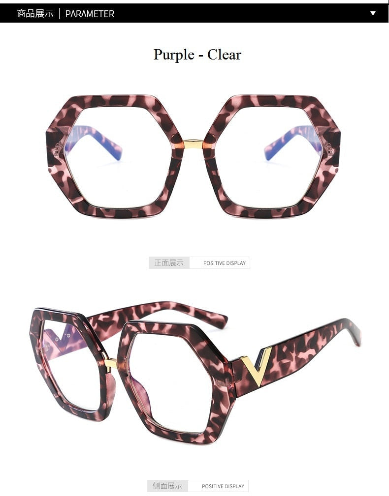 Leopard Fashion Women's Polygon Clear Glasses Reading Eyeglasses - Women Sunglasses - DYAVOR®