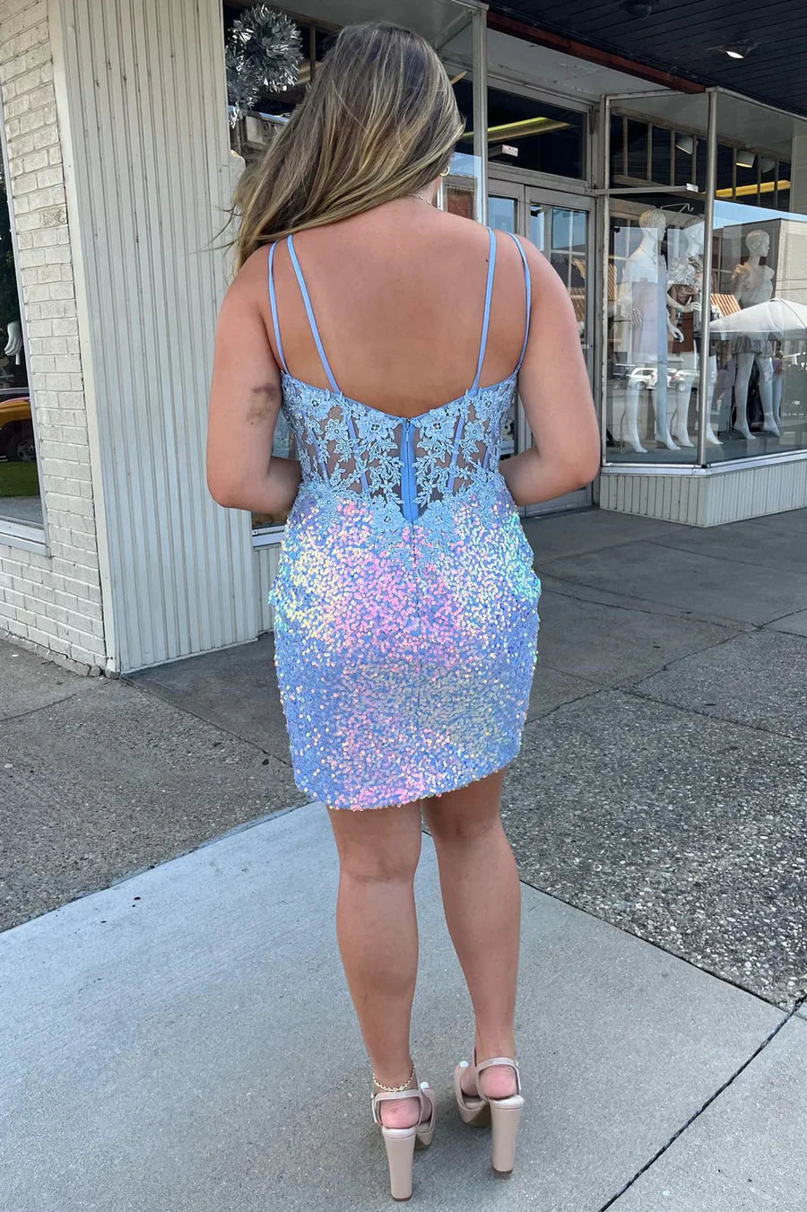 Constance |Bodycon Blue Sequins Lace Homecoming Dress - Homecoming Dress - DYAVOR®