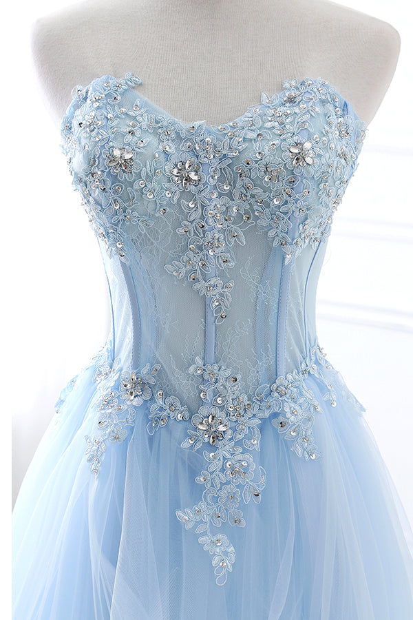 Bailee | Light Blue Beaded Long Prom Dress - Prom Dress - DYAVOR®