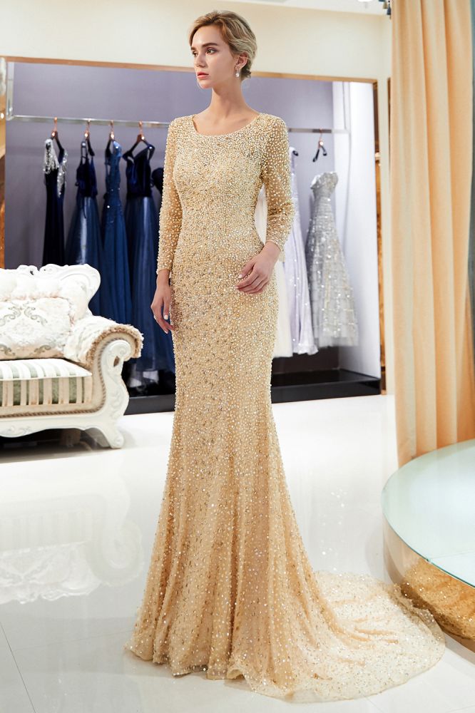 Long Sleeves Floor Length Sequins Formal Party Dresses - Prom Dresses - DYAVOR®