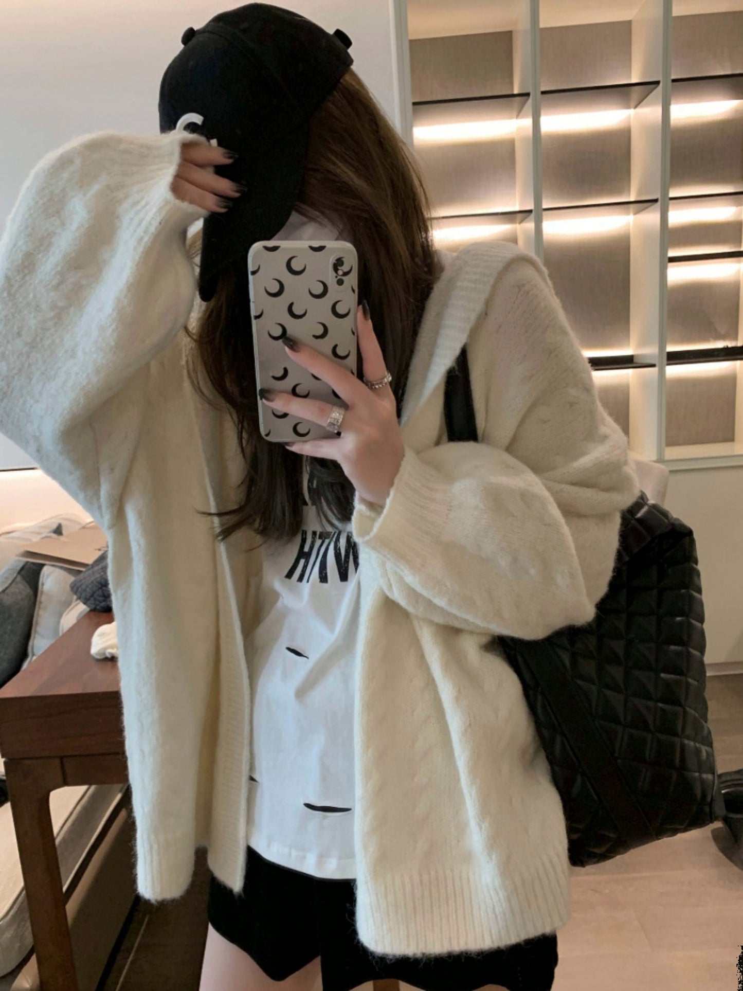 Hooded Twisted Loose Knit Cardigan for Women - Relaxed and Cozy Mid-Length Sweater Coat Gift for Her Christmas Gift - - DYAVOR®