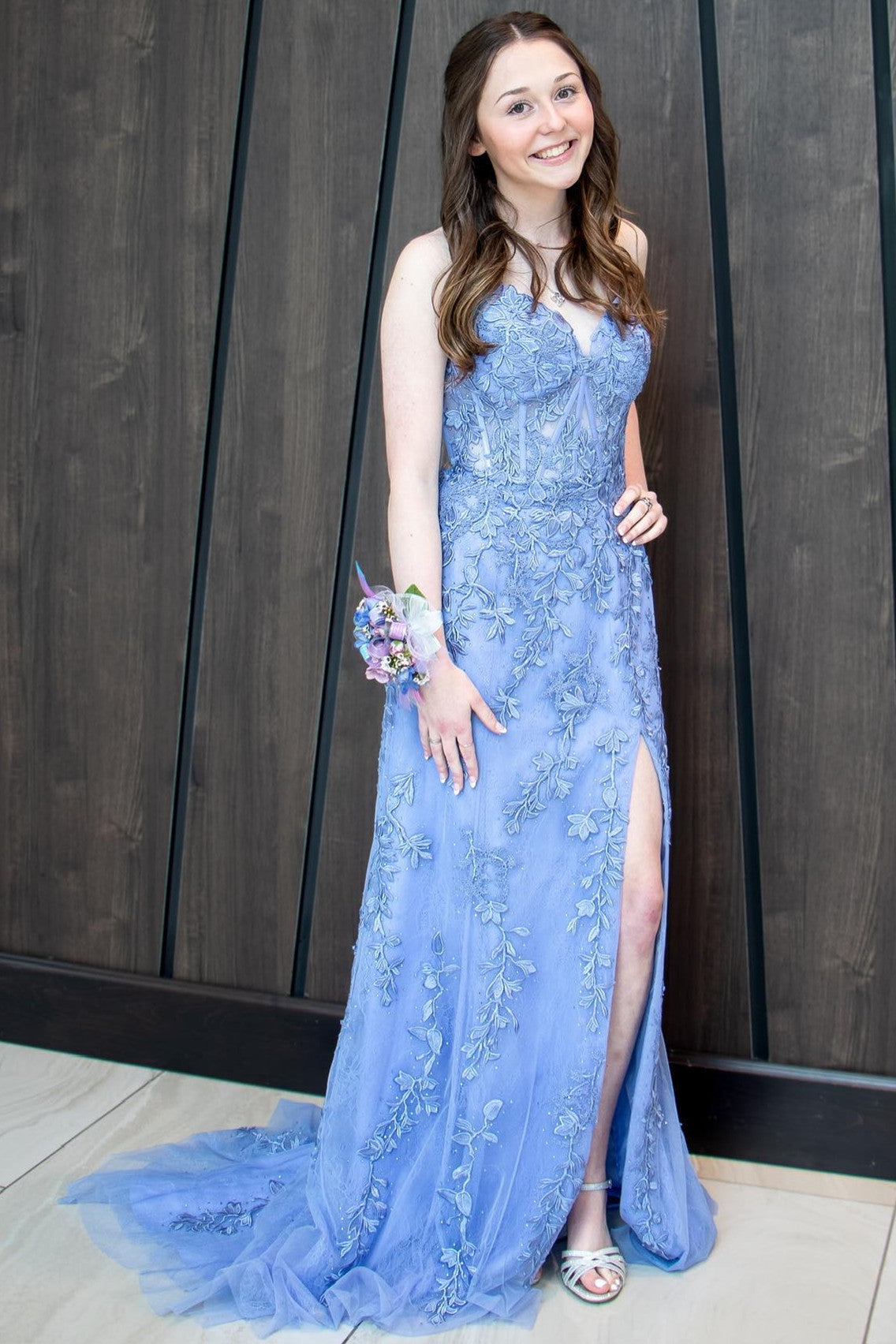 Mermaid Straps Royal Blue Slit Long Prom Dress with Appliques - Prom Dresses - DYAVOR®