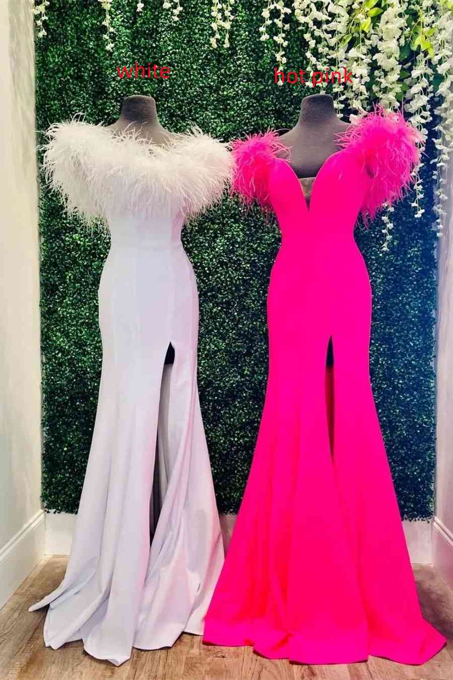 Plunging V-Neck Off the Shoulder Feathered Red Long Party Dress - prom dress - DYAVOR®