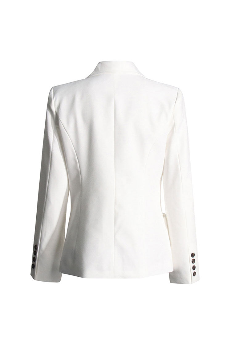 Minimalist Lapel Collar Padded Long Sleeve One Button Cinch Waist Blazer - Blazers - DYAVOR®