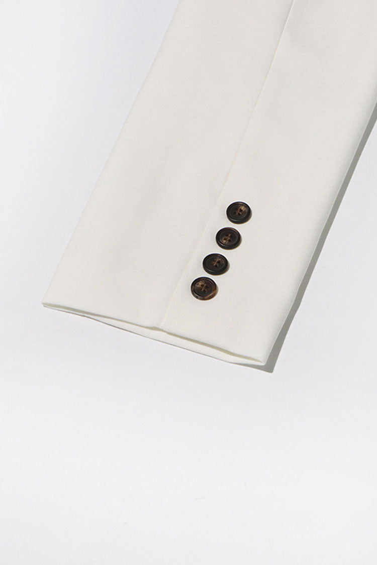 Minimalist Lapel Collar Padded Long Sleeve One Button Cinch Waist Blazer - Blazers - DYAVOR®