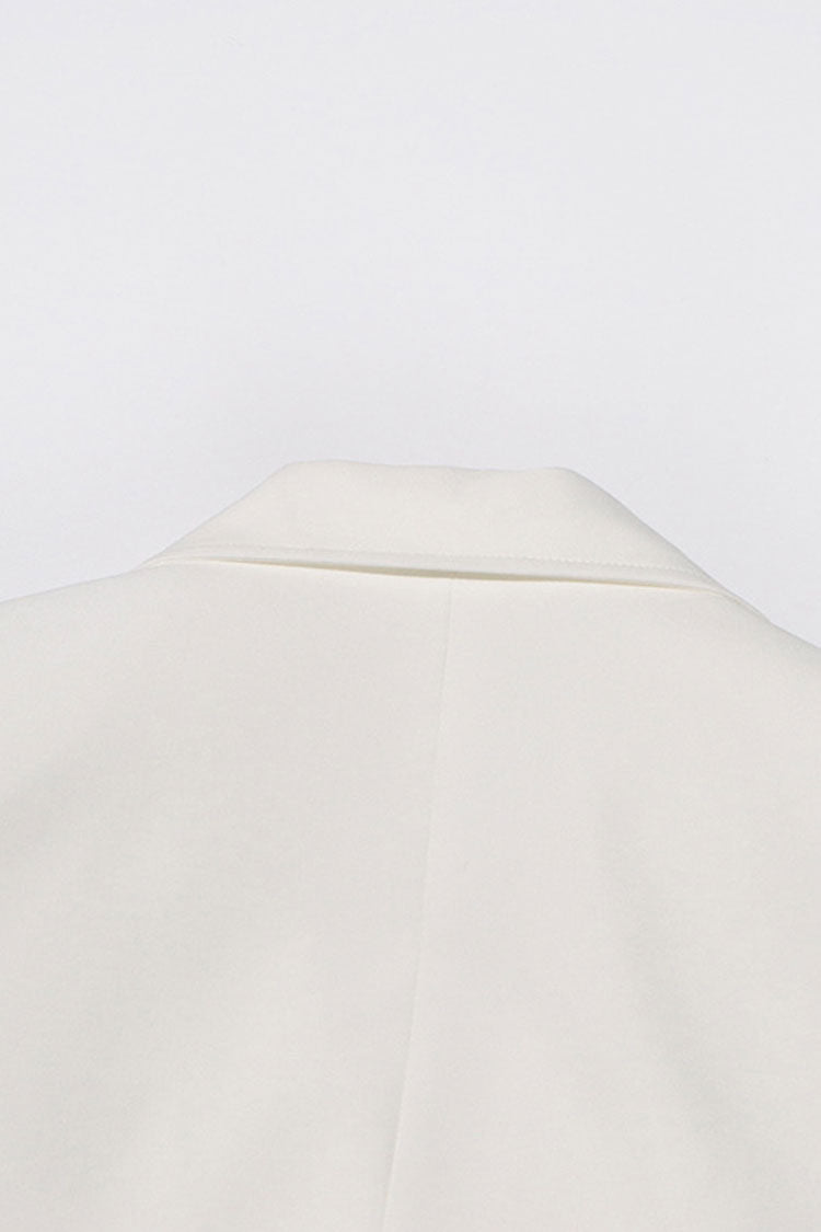 Minimalist Lapel Collar Padded Long Sleeve One Button Cinch Waist Blazer - Blazers - DYAVOR®