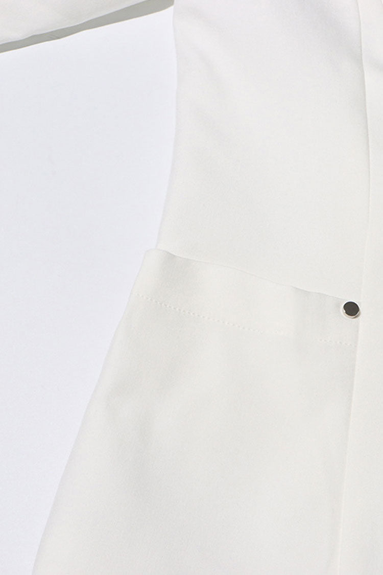 Minimalist Lapel Collar Padded Long Sleeve One Button Cinch Waist Blazer - Blazers - DYAVOR®