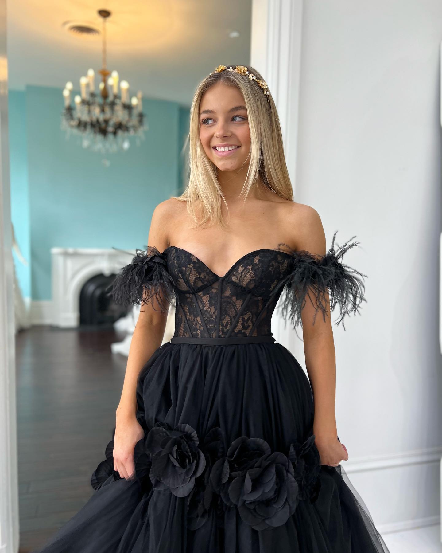 Cali |Princess A-Line Off the Shoulder Lace Tulle Prom Dress - Prom Dress - DYAVOR®