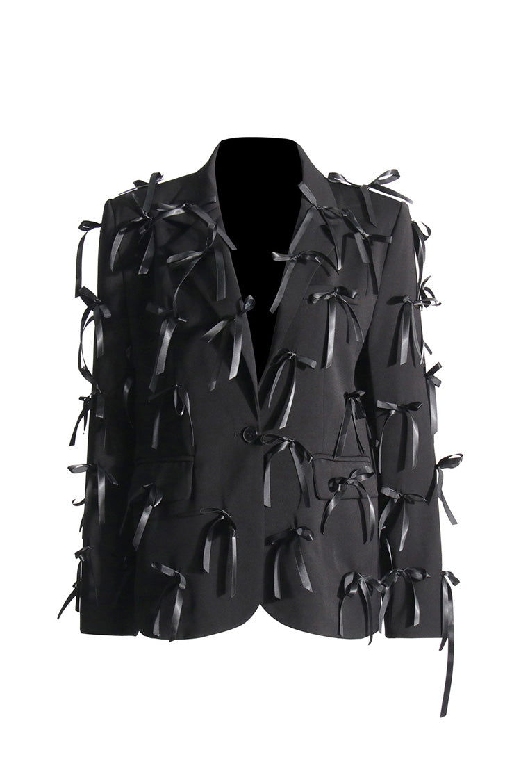 Modern Lapel Collar Long Sleeve Single Breasted Oversized Party Bow Blazer - Blazers - DYAVOR®