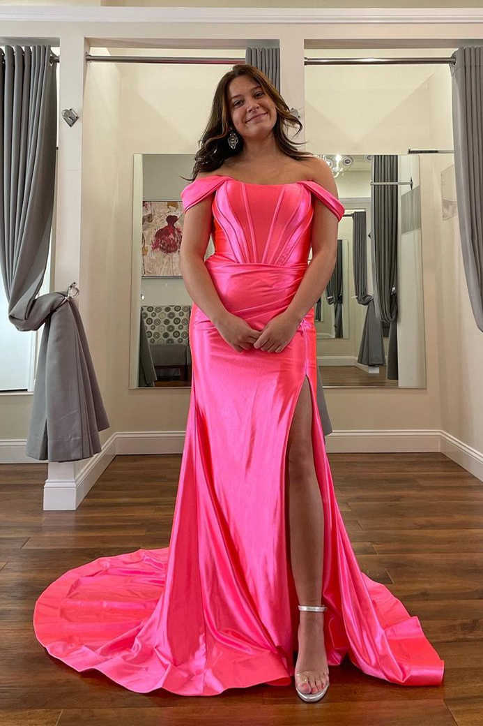 Off the Shoulder Royal Blue Prom Dress with Train - Prom Dresses - DYAVOR®