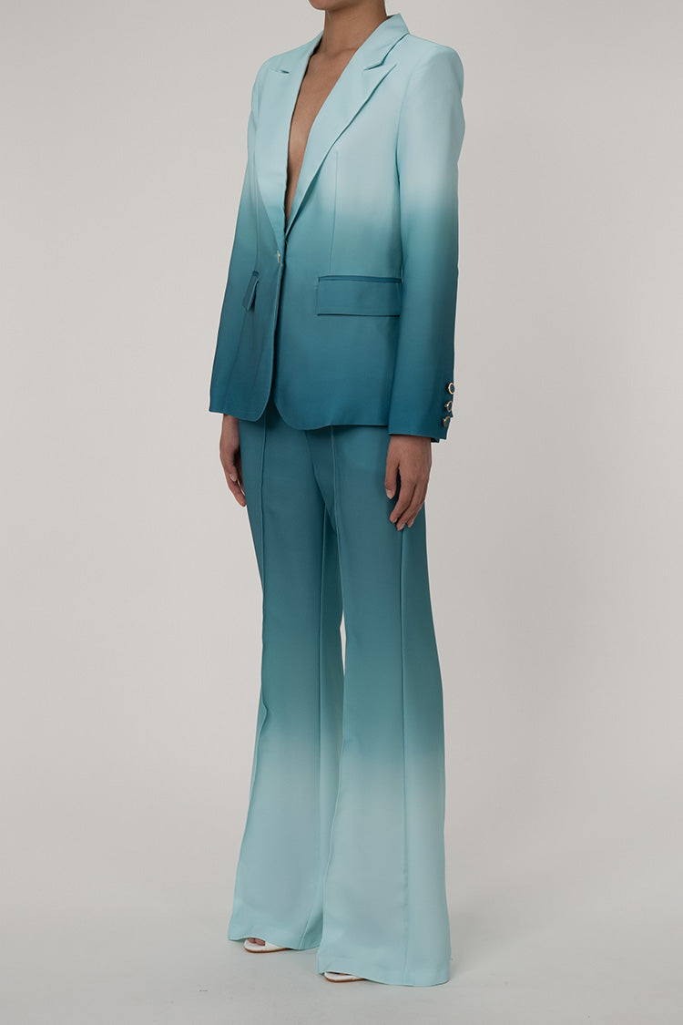 Ombre Single Breasted Cinch Waist Blazer Two Piece Flared Blazer Set - Matching Sets - DYAVOR®
