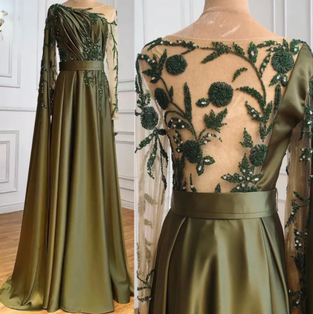 One Shoulder Evening Dress with Cape Long Sleeves - Prom Dresses - DYAVOR®