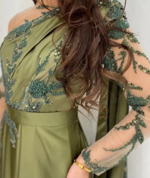 One Shoulder Evening Dress with Cape Long Sleeves - Prom Dresses - DYAVOR®