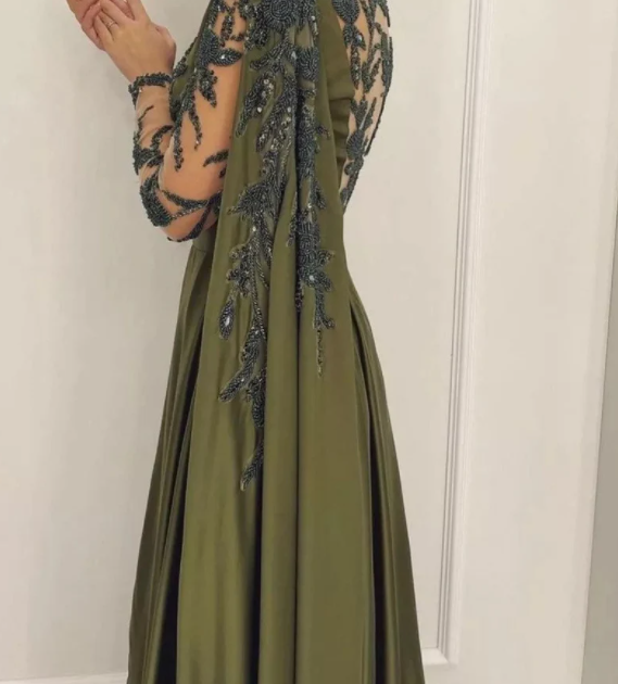 One Shoulder Evening Dress with Cape Long Sleeves - Prom Dresses - DYAVOR®