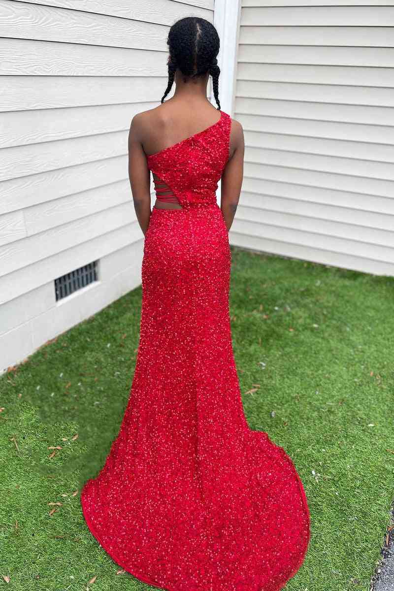 Saoirse | Lilac One Shoulder Cut-Out Mermaid Sequins Slit Long Prom Dress - Prom Dress - DYAVOR®