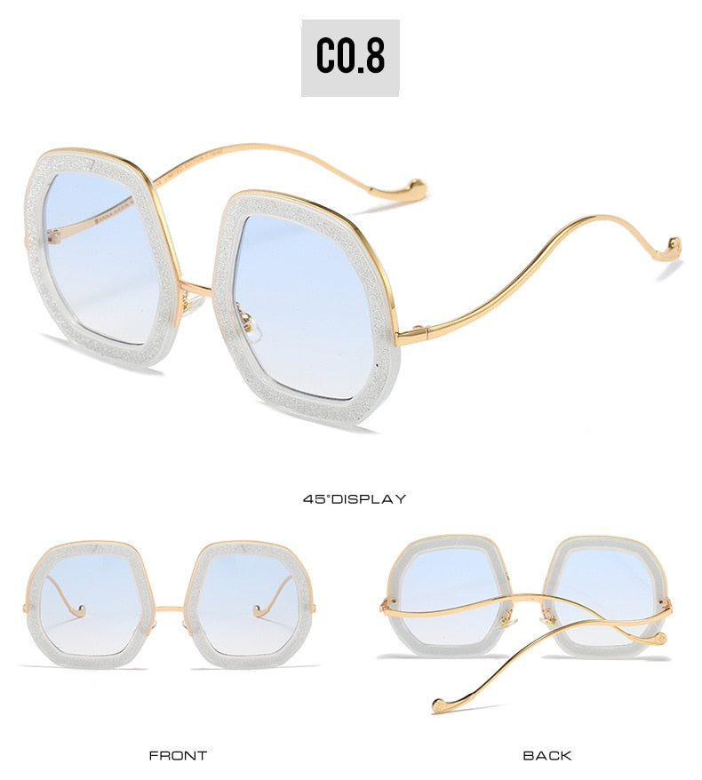 Luxury Punk Style Shiny Crystal Designer Eyewear Sunglasses for Women