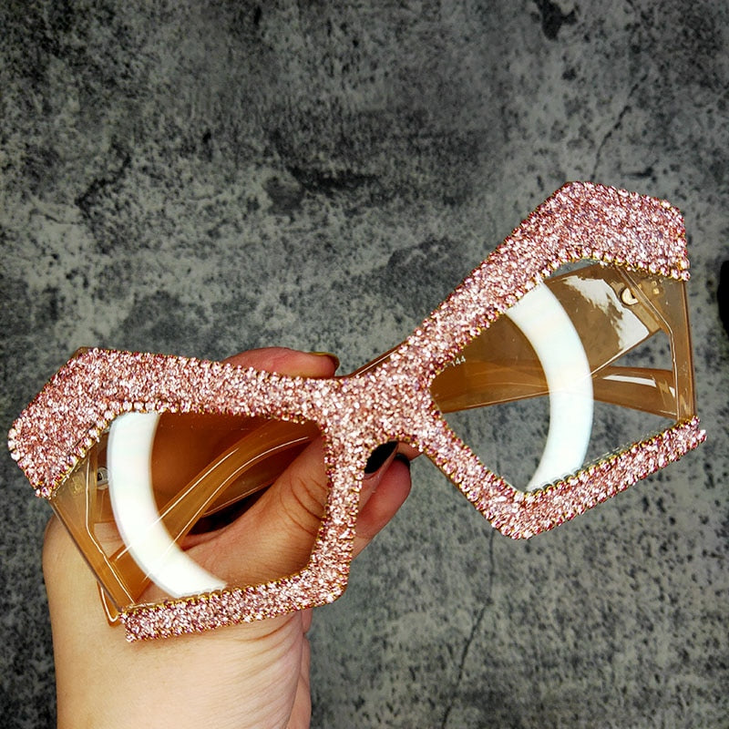 Women's Luxury Oversized Punk Style Diamond Bling Crystal Sunglasses - Women Sunglasses - DYAVOR®