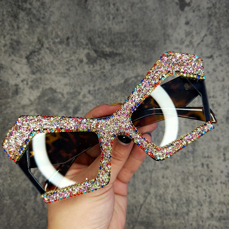 Women's Luxury Oversized Punk Style Diamond Bling Crystal Sunglasses - Women Sunglasses - DYAVOR®