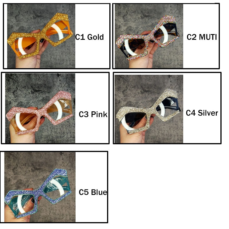 Women's Luxury Oversized Punk Style Diamond Bling Crystal Sunglasses - Women Sunglasses - DYAVOR®