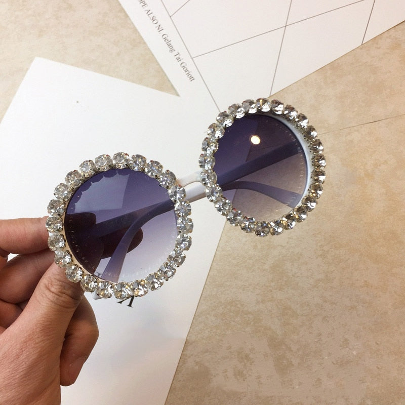 Women's Shiny Rhinestone Diamond Designer Round Shape Sunglasses - Women Sunglasses - DYAVOR®