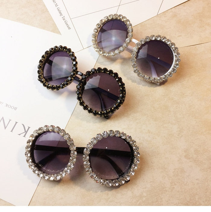 Women's Shiny Rhinestone Diamond Designer Round Shape Sunglasses - Women Sunglasses - DYAVOR®