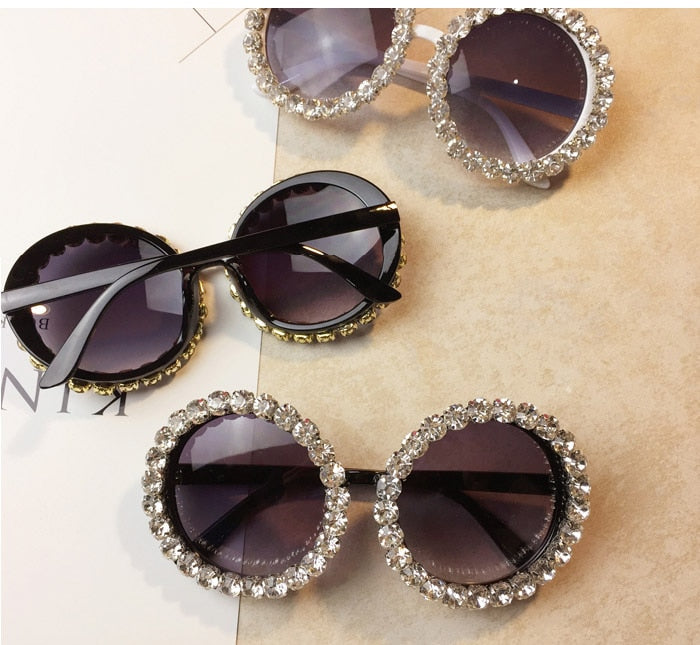 Women's Shiny Rhinestone Diamond Designer Round Shape Sunglasses - Women Sunglasses - DYAVOR®