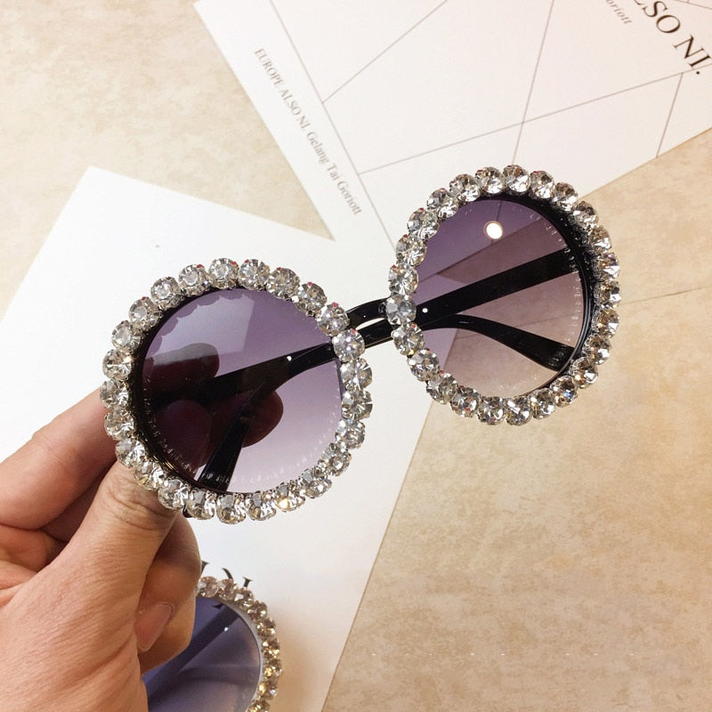 Women's Shiny Rhinestone Diamond Designer Round Shape Sunglasses - Women Sunglasses - DYAVOR®