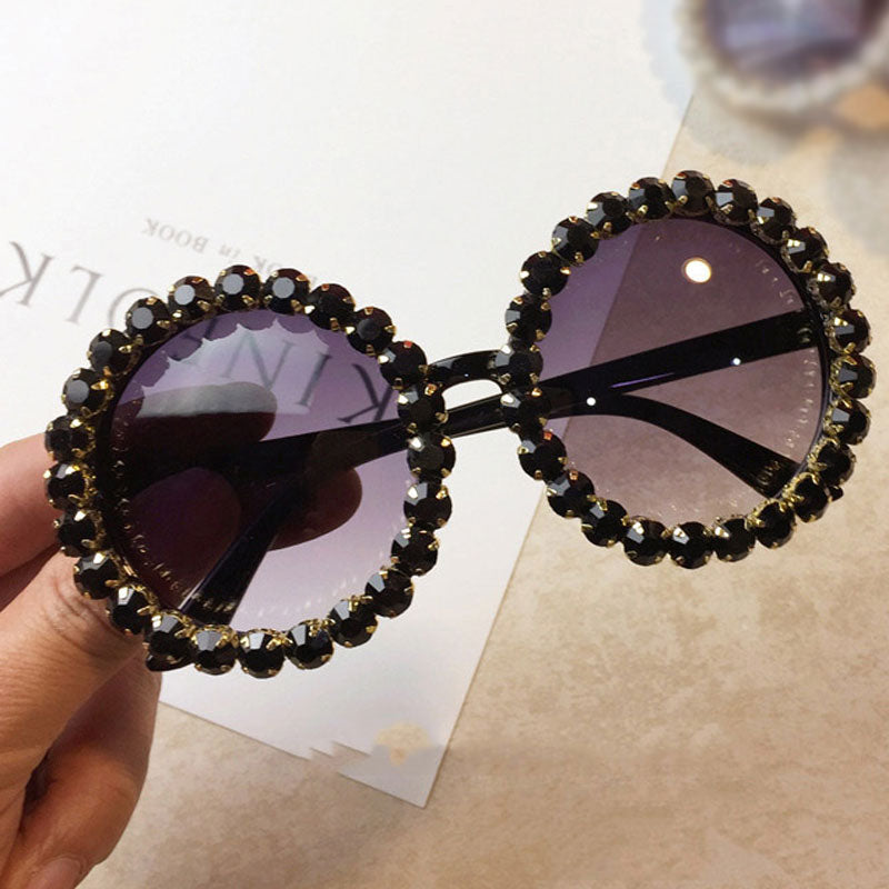 Women's Shiny Rhinestone Diamond Designer Round Shape Sunglasses - Women Sunglasses - DYAVOR®