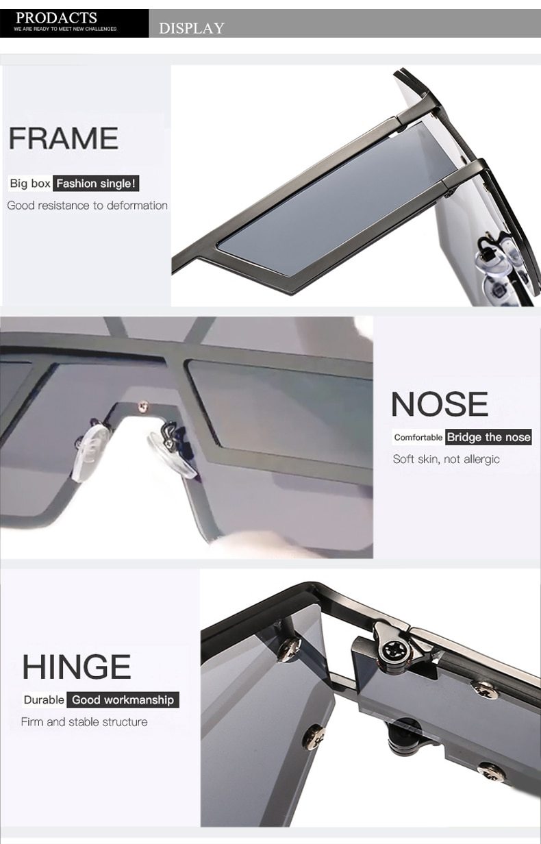 Oversized Square Designer Sunglasses for Women with One Piece Lens - Women Sunglasses - DYAVOR®