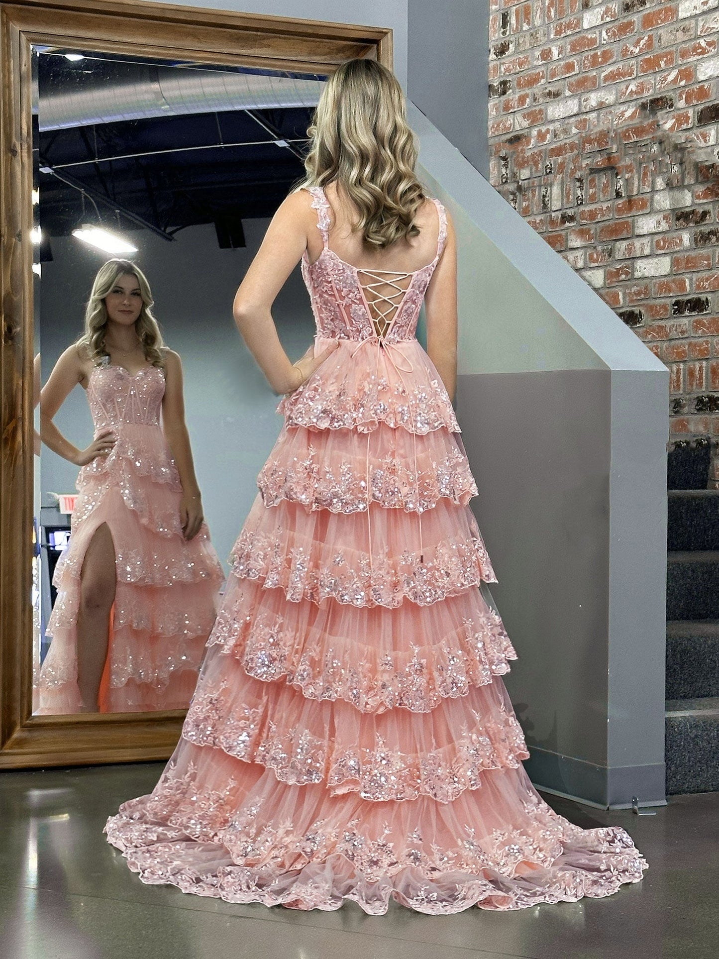 Pink Princess A Line Off the Shoulder Corset Prom Dress with Lace Ruffles - Prom Dress - DYAVOR®