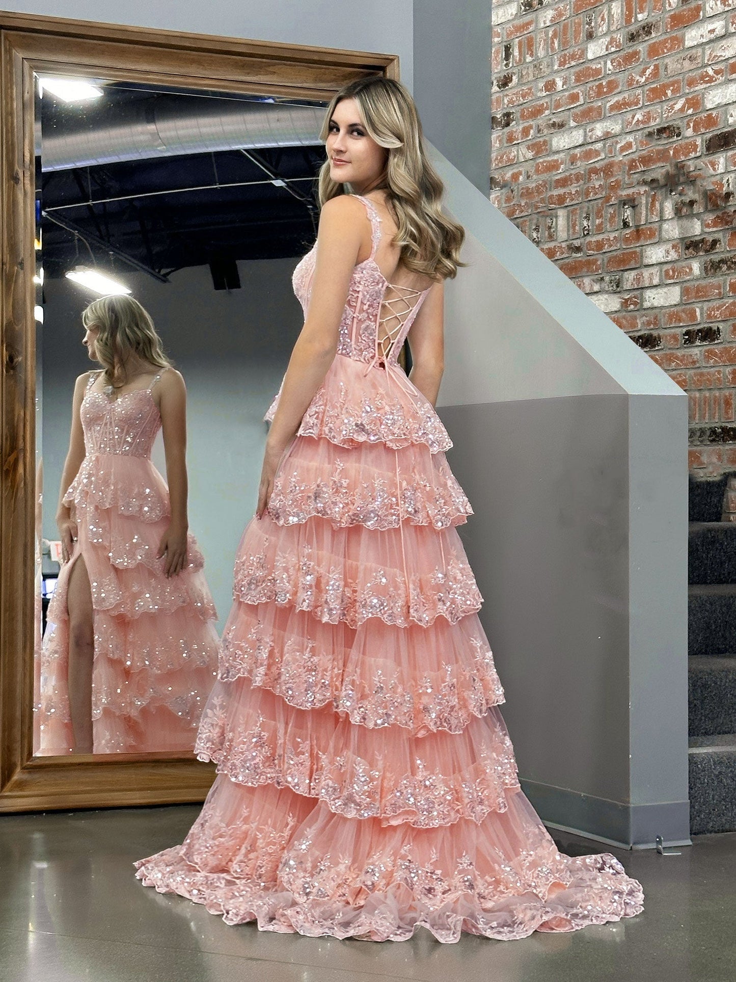 Pink Princess A Line Off the Shoulder Corset Prom Dress with Lace Ruffles - Prom Dress - DYAVOR®