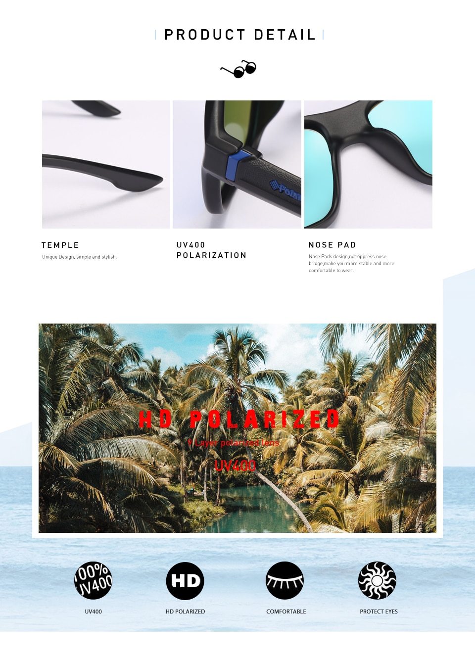 Polarized Square Frame Driving Fishing Fashion Sunglasses for Men & Women - Unisex Sunglasses - DYAVOR®