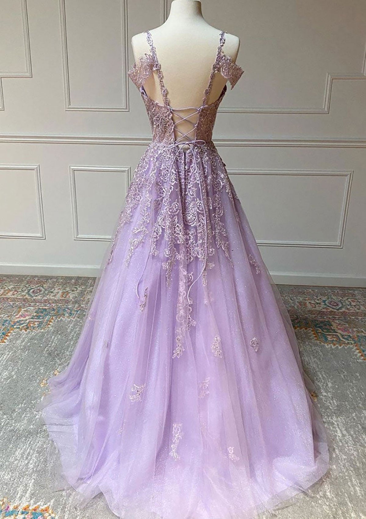 Aliana | Princess Spaghetti Straps Floor-Length Tulle Prom Dress With Beading Appliqued - Prom Dress - DYAVOR®