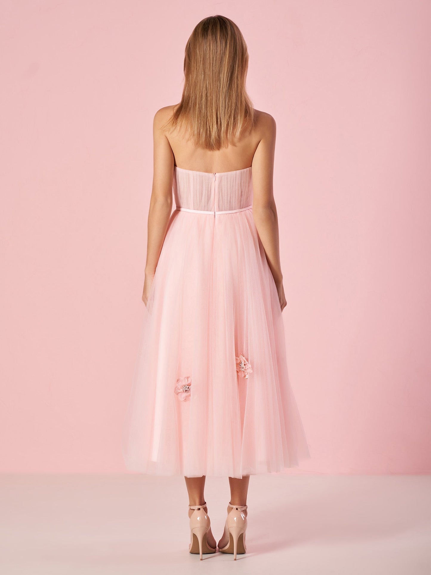 Pandora |Light Pink Princess Strapless Prom Dress with Flowers - Prom Dress - DYAVOR®