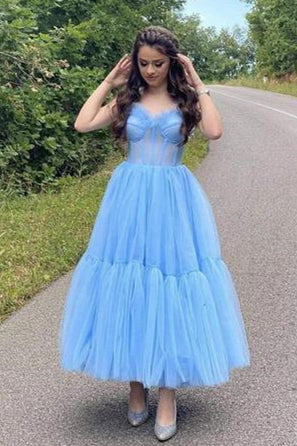 Princess Light Sky Blue Tulle Long Prom Dress - Prom Dresses - DYAVOR®