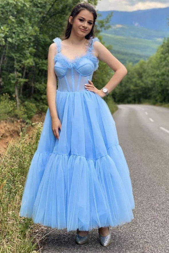 Princess Light Sky Blue Tulle Long Prom Dress - Prom Dresses - DYAVOR®