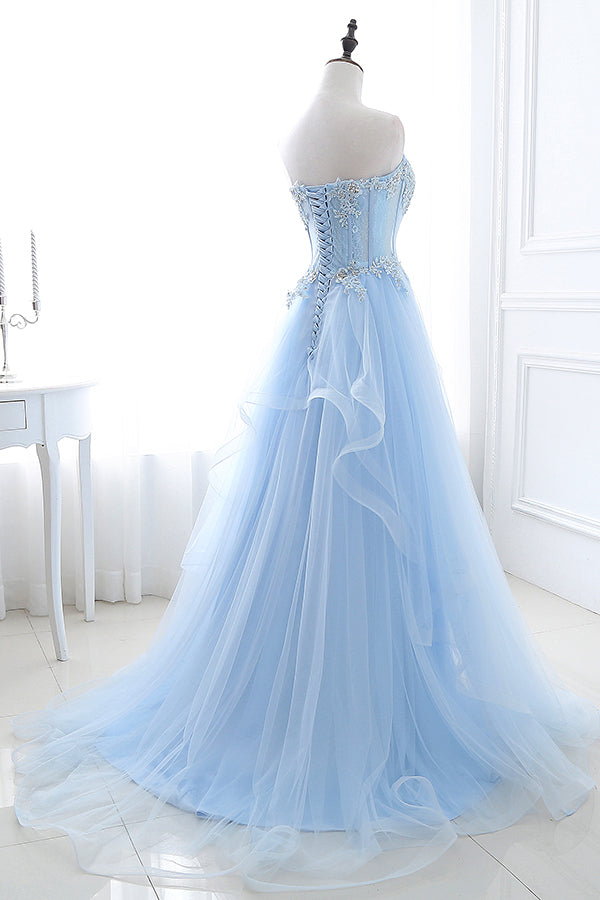 Bailee | Light Blue Beaded Long Prom Dress - Prom Dress - DYAVOR®