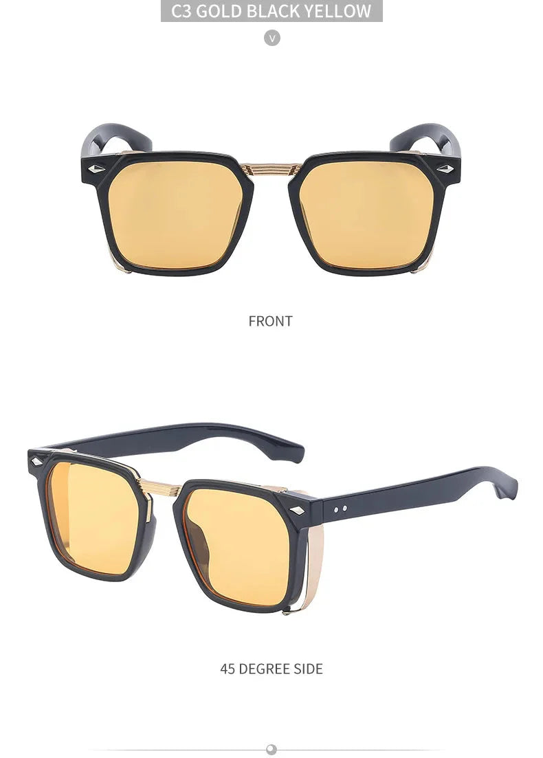 Men and Women Vintage Steampunk Style Anti-UV Square Sunglasses - Unisex Sunglasses - DYAVOR®