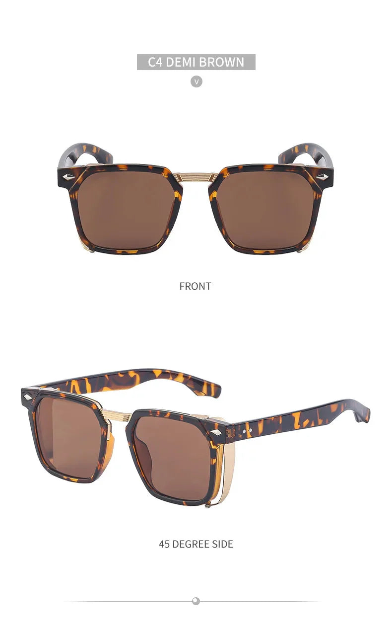 Men and Women Vintage Steampunk Style Anti-UV Square Sunglasses - Unisex Sunglasses - DYAVOR®