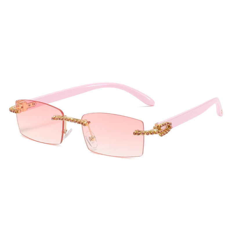 Women's Luxury Rectangle Rimless Small Frameless UV400 Sunglasses - Women Sunglasses - DYAVOR®