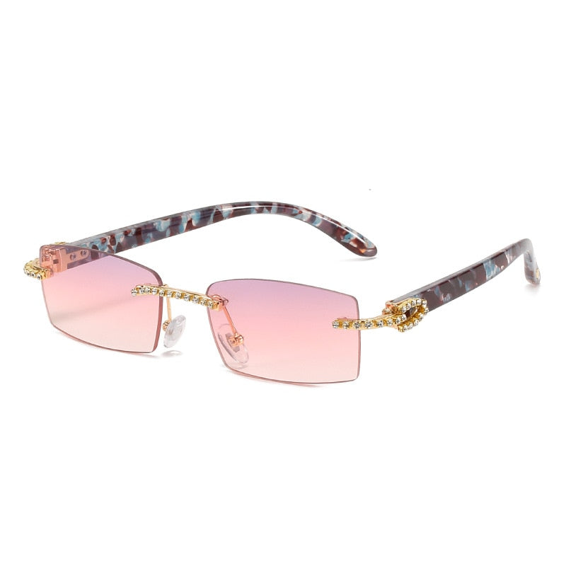 Women's Luxury Rectangle Rimless Small Frameless UV400 Sunglasses - Women Sunglasses - DYAVOR®