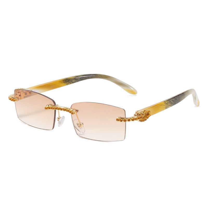 Women's Luxury Rectangle Rimless Small Frameless UV400 Sunglasses - Women Sunglasses - DYAVOR®