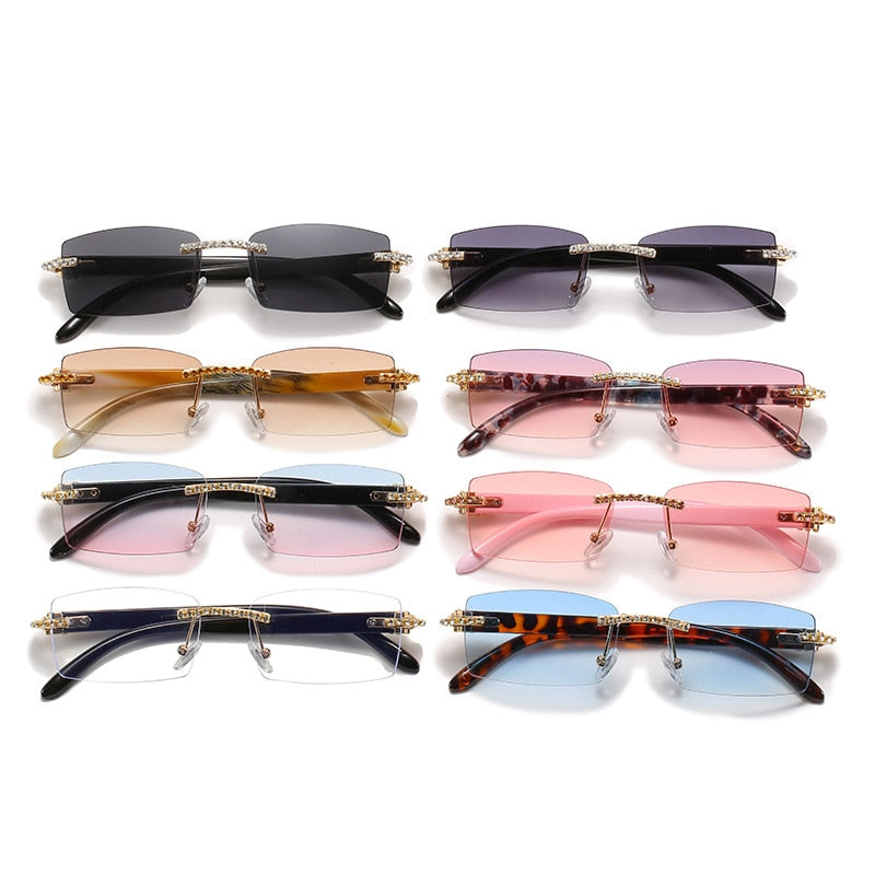 Women's Luxury Rectangle Rimless Small Frameless UV400 Sunglasses - Women Sunglasses - DYAVOR®