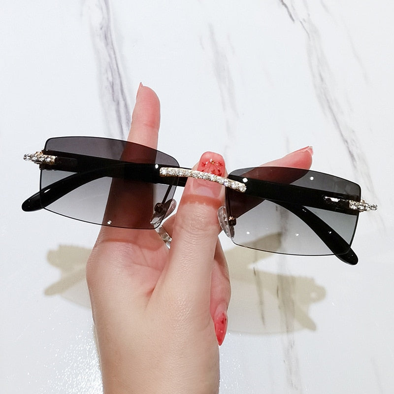 Women's Luxury Rectangle Rimless Small Frameless UV400 Sunglasses - Women Sunglasses - DYAVOR®