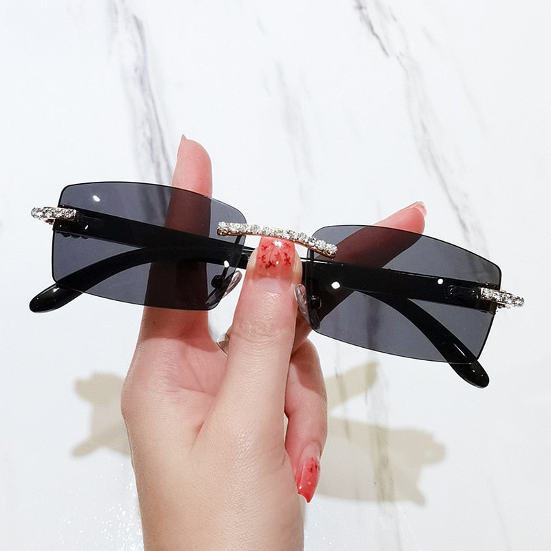 Women's Luxury Rectangle Rimless Small Frameless UV400 Sunglasses - Women Sunglasses - DYAVOR®