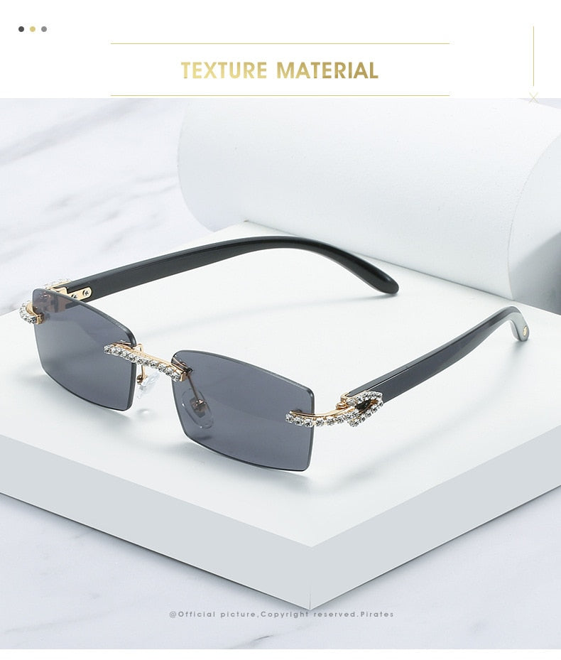 Women's Luxury Rectangle Rimless Small Frameless UV400 Sunglasses - Women Sunglasses - DYAVOR®