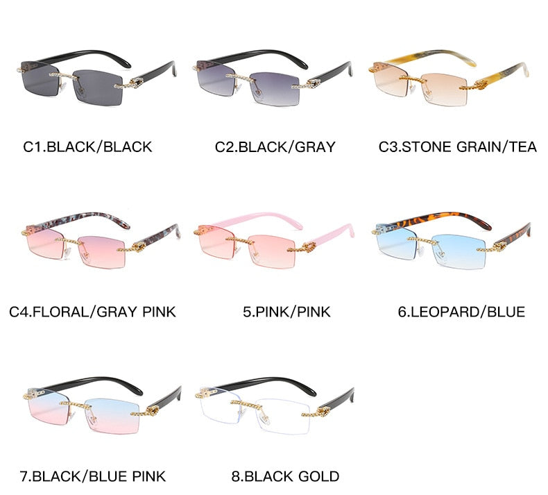 Women's Luxury Rectangle Rimless Small Frameless UV400 Sunglasses - Women Sunglasses - DYAVOR®