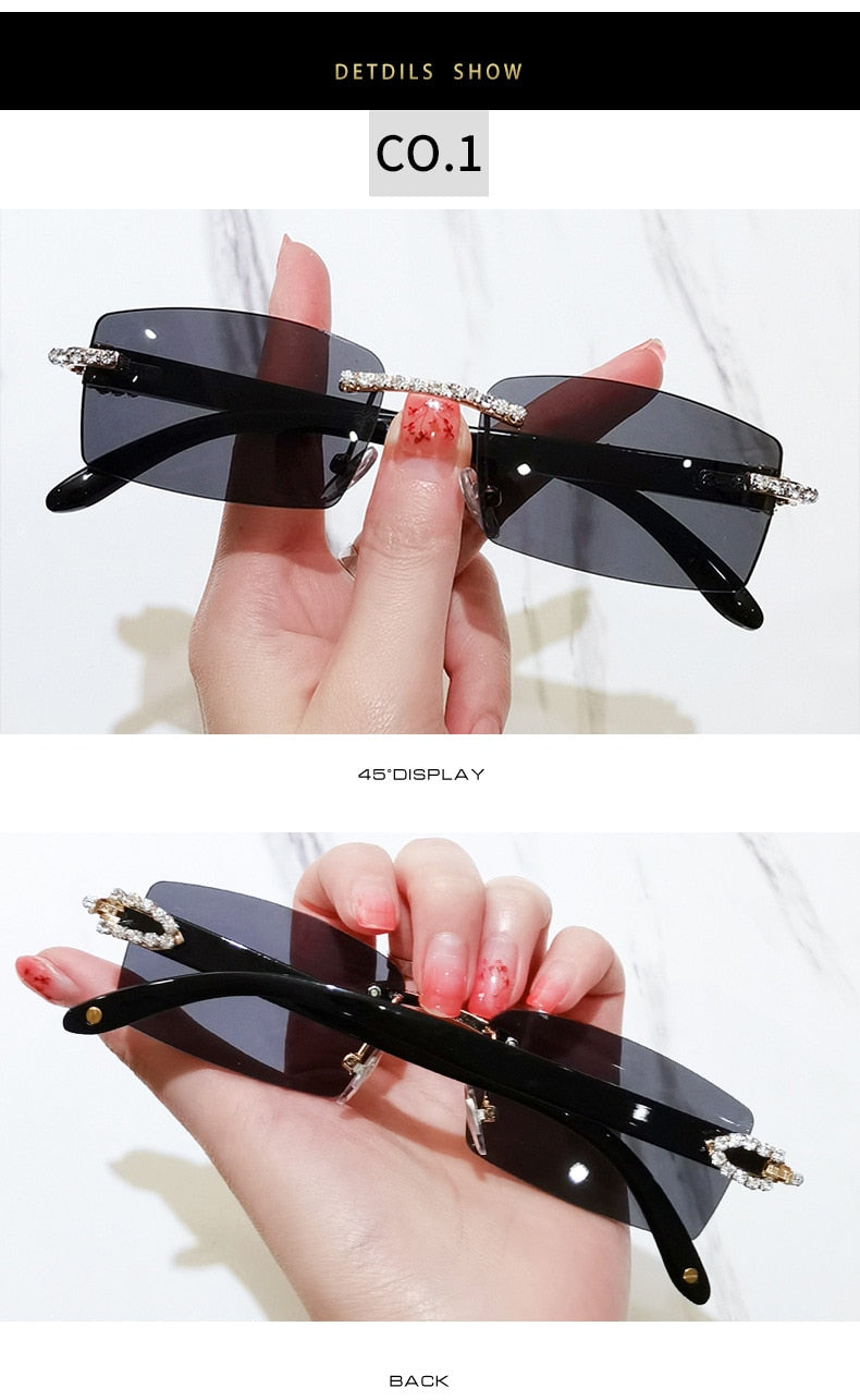 Women's Luxury Rectangle Rimless Small Frameless UV400 Sunglasses - Women Sunglasses - DYAVOR®