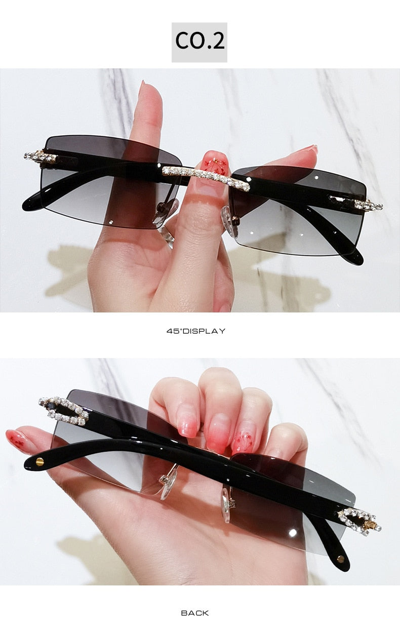 Women's Luxury Rectangle Rimless Small Frameless UV400 Sunglasses - Women Sunglasses - DYAVOR®