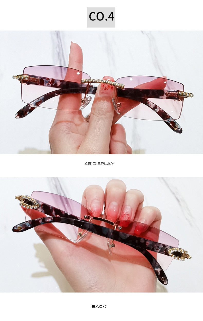 Women's Luxury Rectangle Rimless Small Frameless UV400 Sunglasses - Women Sunglasses - DYAVOR®
